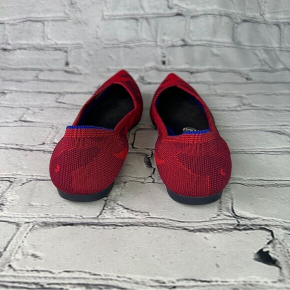 Rothy's Red Camouflage Pointed Toe Patterned Flats - Picture 4 of 7